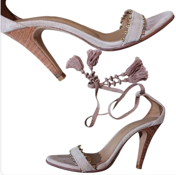 Ulla Johnson Dani Tassel Heels Rose Suede - Picture 4 of 16